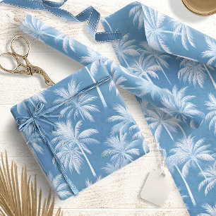 Hawaiian Palm Tree Silhouette Pattern Blue ID1093 Wrapping Paper