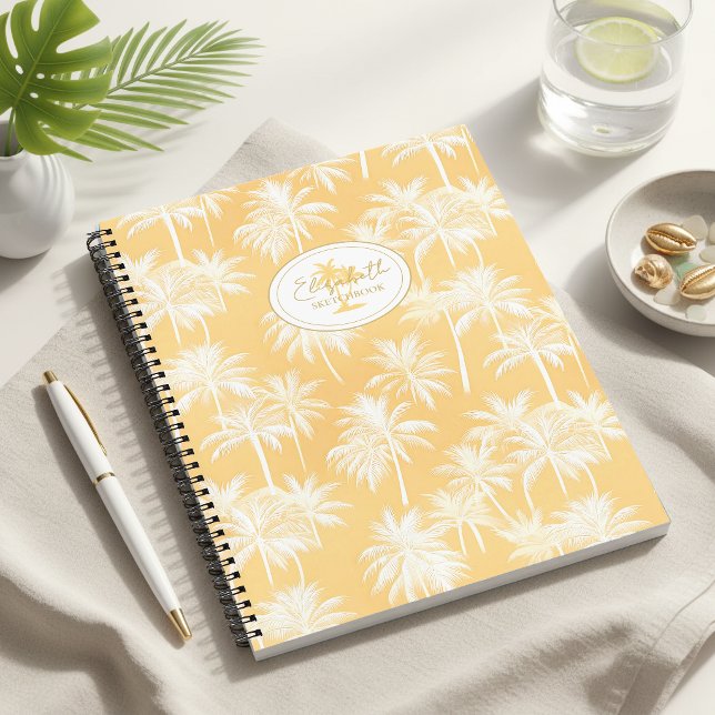 Hawaiian Palm Tree Silhouette Pattern Gold ID1093 Notebook (Creator Uploaded)