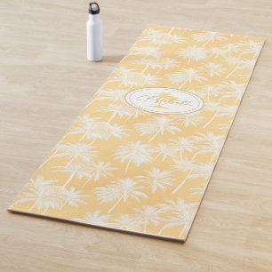 Hawaiian Palm Tree Silhouette Pattern Gold ID1093 Yoga Mat