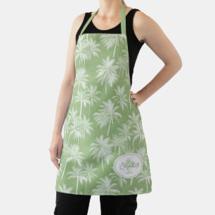 Hawaiian Palm Tree Silhouette Pattern Green ID1093 Apron