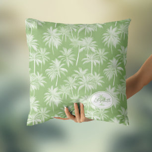 Hawaiian Palm Tree Silhouette Pattern Green ID1093 Cushion