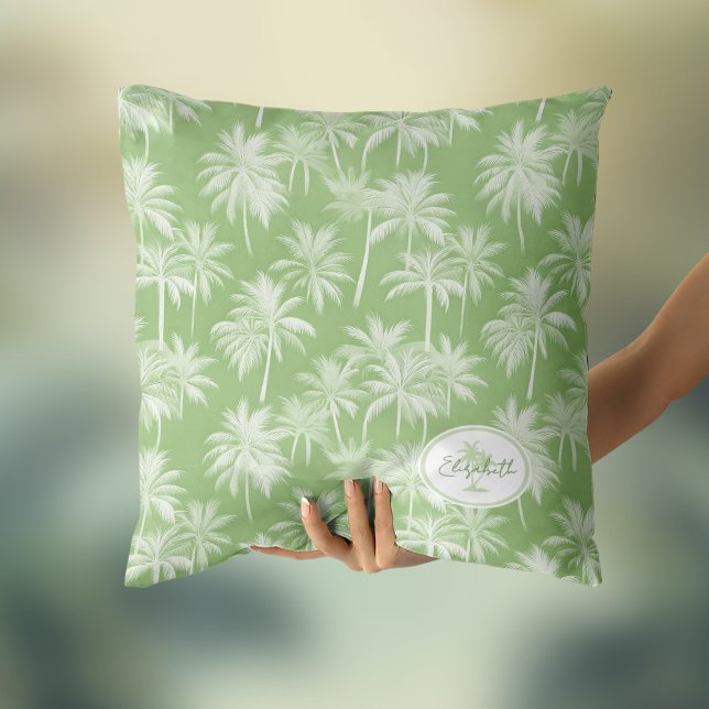Hawaiian Palm Tree Silhouette Pattern Green ID1093 Cushion (Creator Uploaded)