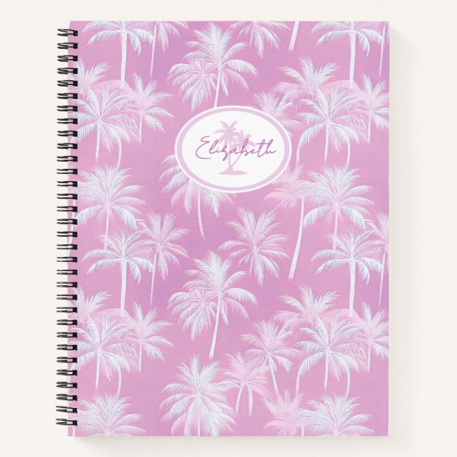 Hawaiian Palm Tree Silhouette Pattern Plum ID1093 Notebook (Front)