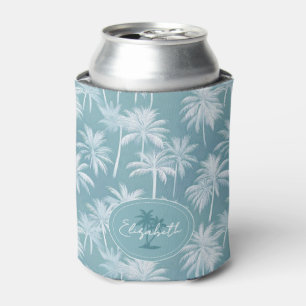 Hawaiian Palm Tree Silhouette Pattern Teal ID1093 Can Cooler