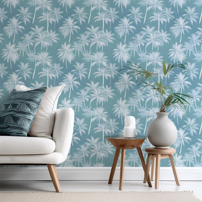 Hawaiian Palm Tree Silhouette Pattern Teal ID1093 Wallpaper (Creator Uploaded)