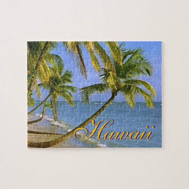 Hawaiian Palm Trees Exotic Travel Art Jigsaw Puzzle (Horizontal)