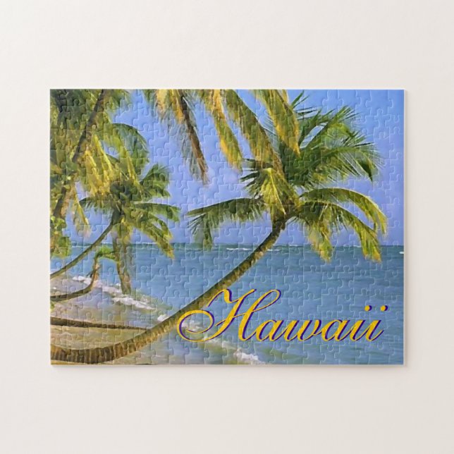 Hawaiian Palm Trees Exotic Travel Art Jigsaw Puzzle (Horizontal)