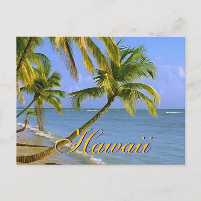 Hawaiian Palm Trees Script Postcards (Front)