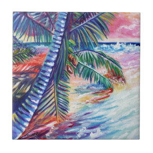 Hawaiian Paradise Coconut Palm Kauai Ceramic Tile