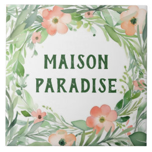 Hawaiian Paradise Custom House Name Plate Sign Ceramic Tile