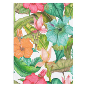 Hawaiian Paradise Hibiscus Floral Pattern Tablecloth