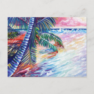 Hawaiian Paradise Tropical Seascape Palm Trees Postcard