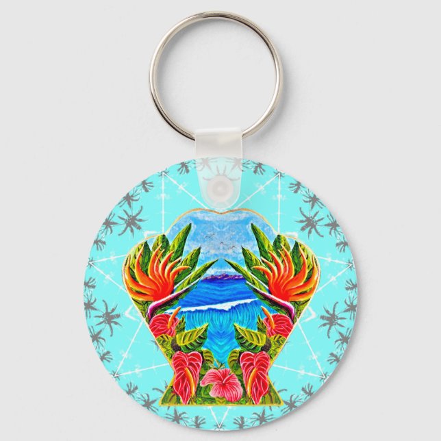 Hawaiian Paradise Twice (Blue) Key Ring (Front)