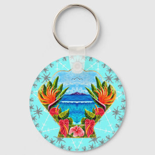 Hawaiian Paradise Twice (Blue) Key Ring