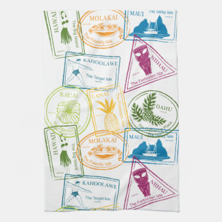 Hawaiian Passport Stamp Kitchen Towel