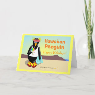 Hawaiian Penguin Customisable Holiday Card