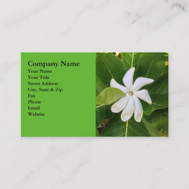 Hawaiian Pikake Jasmine Blossom Business Card (Front)