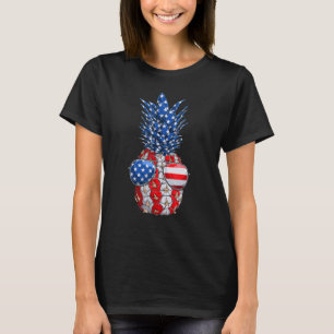 Hawaiian Pineapple American Flag Sunglasses 4th Of T-Shirt