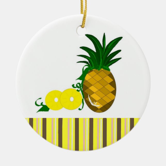 Hawaiian Pineapple Ceramic Tree Decoration (Front)