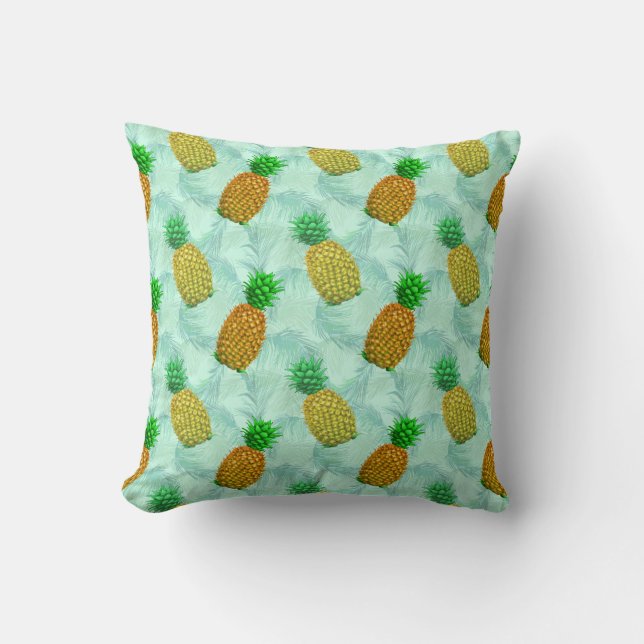 Hawaiian Pineapple Light Blue Cushion (Front)