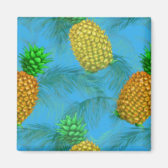 Hawaiian Pineapple Navy Blue Magnet (Front)