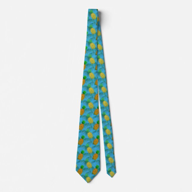 Hawaiian Pineapple Navy Blue Tie (Front)