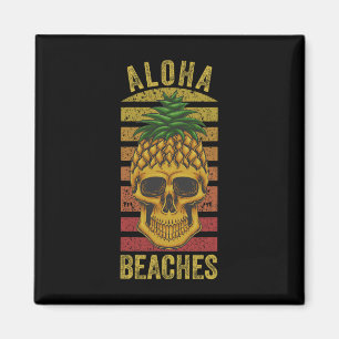 Hawaiian Pineapple Skull Aloha Beaches Funny Hawai Magnet