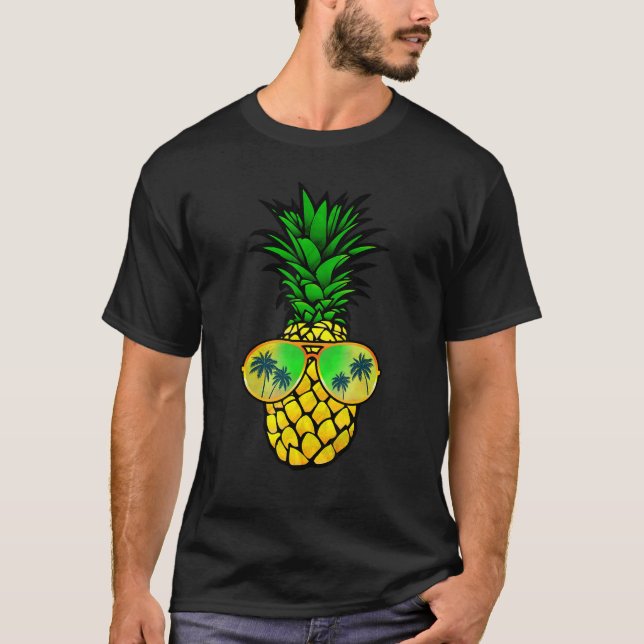 Hawaiian Pineapple Sunglasses Hawaii Beach Vacatio T-Shirt (Front)