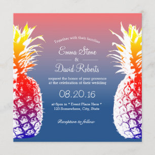 Hawaiian Pineapple Tropical Wedding Invitations