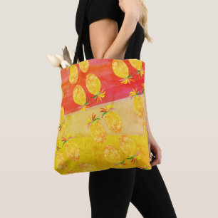Hawaiian Pineapple Volcano Pattern Tote Bag