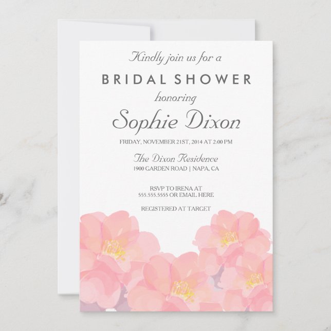 Hawaiian Pink Floral Bridal Shower Invitation (Front)