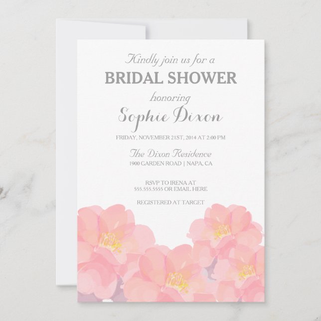 Hawaiian Pink Floral Bridal Shower Invitation (Front)