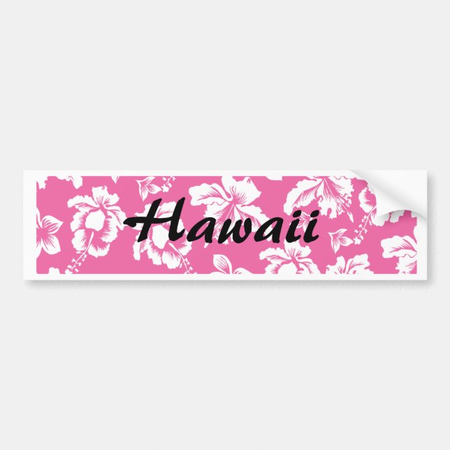 Hawaiian Pink Flower Bumper Sticker (Front)