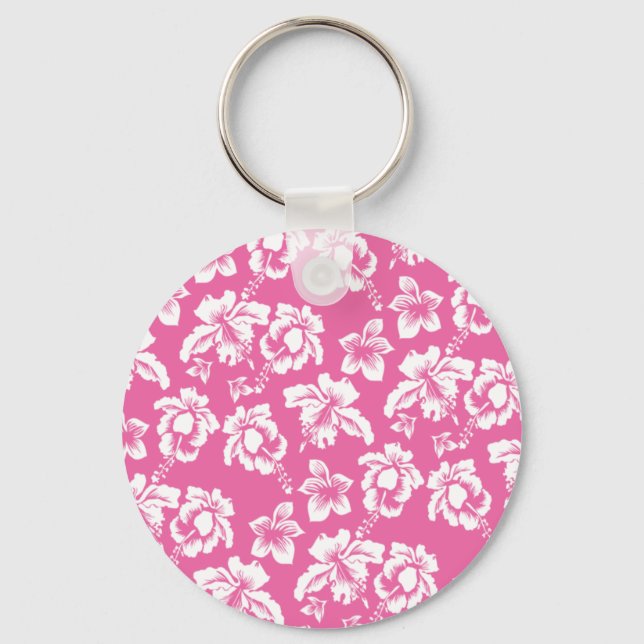 Hawaiian Pink Flower Key Ring (Front)