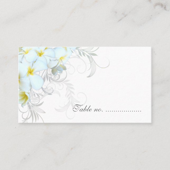 Hawaiian Plumeria Flourish Blank Escort Cards (Front)