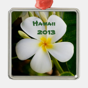 Hawaiian Plumeria Flower Keepsake Metal Ornament