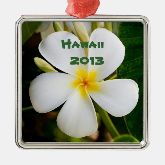 Hawaiian Plumeria Flower Keepsake Metal Ornament (Front)