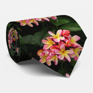 Hawaiian Plumeria Flowers Men's Necktie