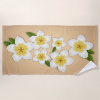 Hawaiian Plumeria Frangipani Tropical Flowers Beach Towel