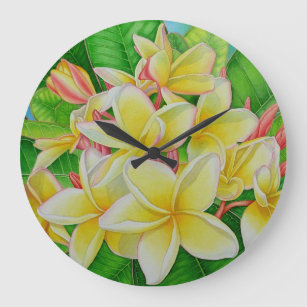 Hawaiian  Plumeria Large Clock