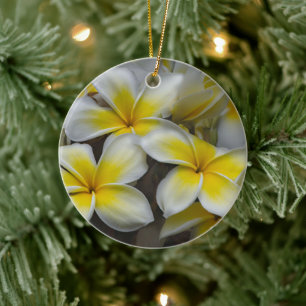 Hawaiian Plumeria Soft Petal Ceramic Ornament