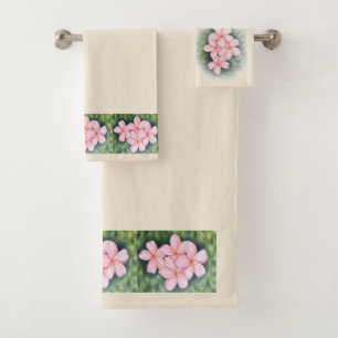 Hawaiian Plumeria Tropical Bath Towel Set