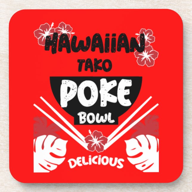 Hawaiian Poke Bowl Tako Poke  Coaster (Front)