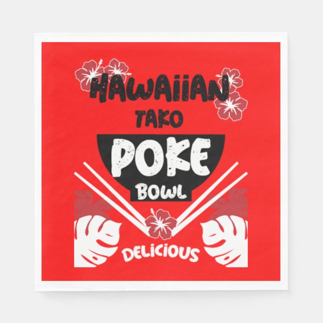 Hawaiian Poke Bowl Tako Poke  Napkin (Front)