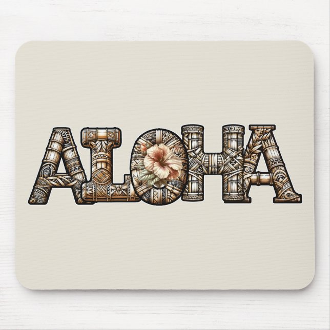 Hawaiian Polynesian Aloha Bamboo Look Mouse Pad (Front)