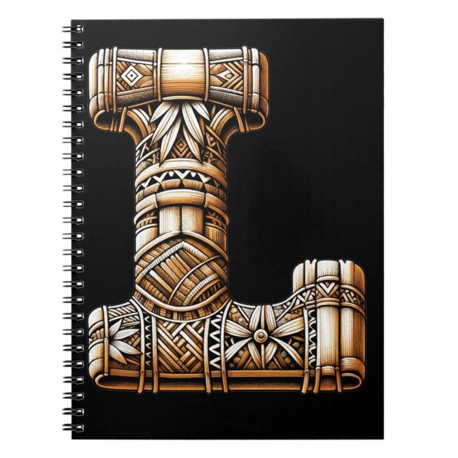 Hawaiian Polynesian Aloha Letter L Custom Initial  Notebook (Front)