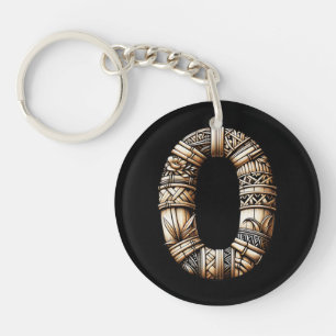 Hawaiian Polynesian Aloha Letter O Custom Initial  Key Ring