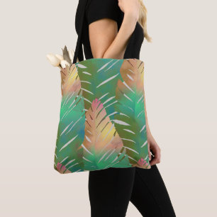 Hawaiian print banana leaf tote bag