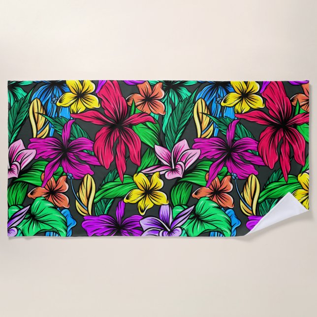 Hawaiian Print Beach Towel (Front)