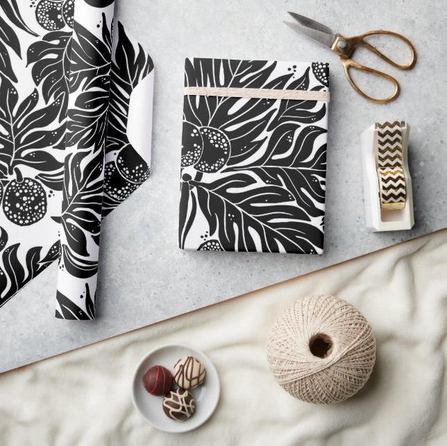 Hawaiian print breadfruit ulu pattern wrapping paper (Crafts)
